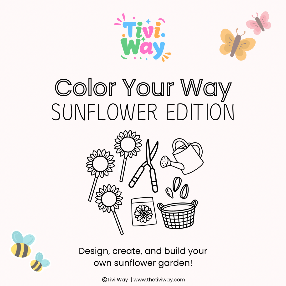 Color Your Way Sunflower Template (PDF ONLY)