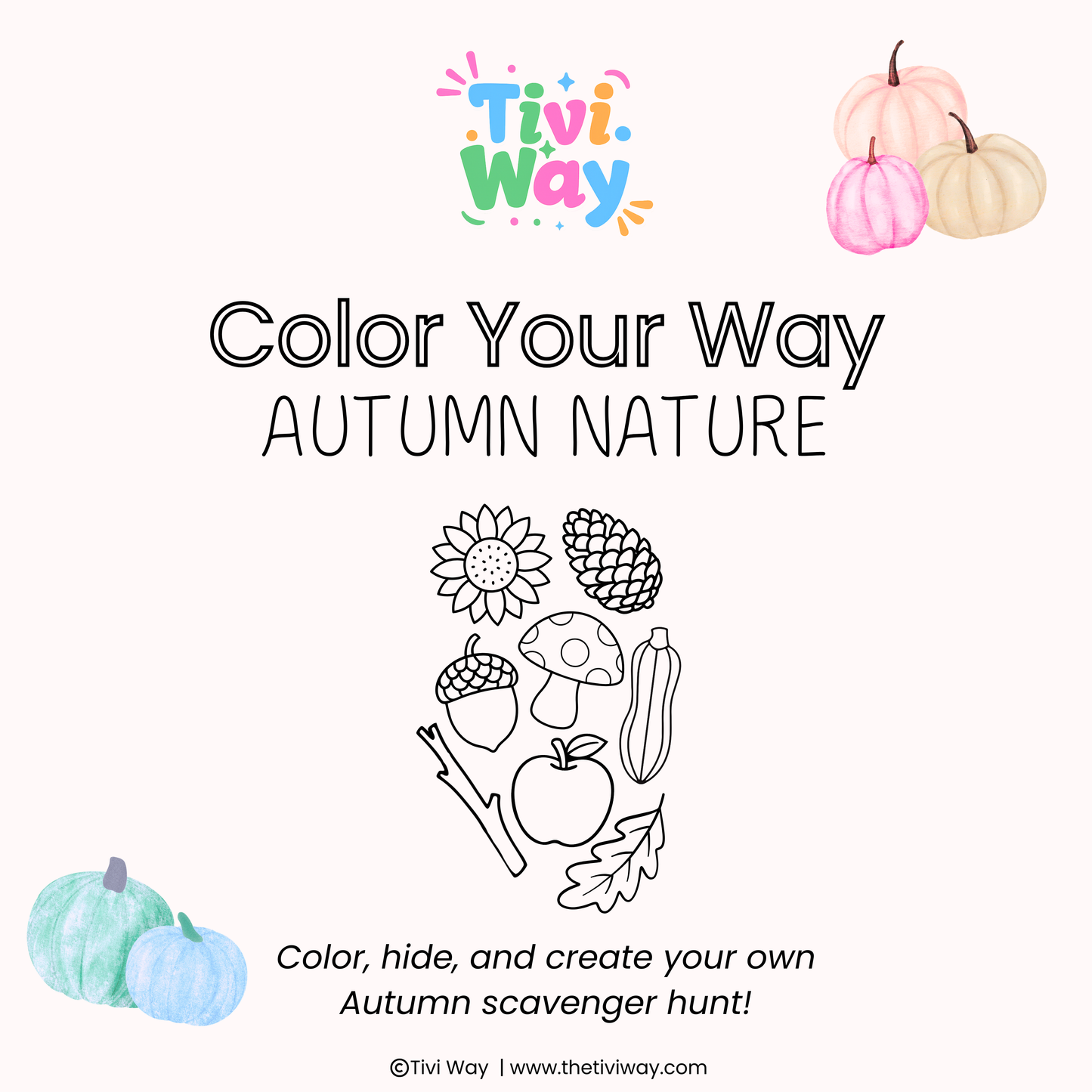 Color Your Way Autumn Nature Template (PDF Only)