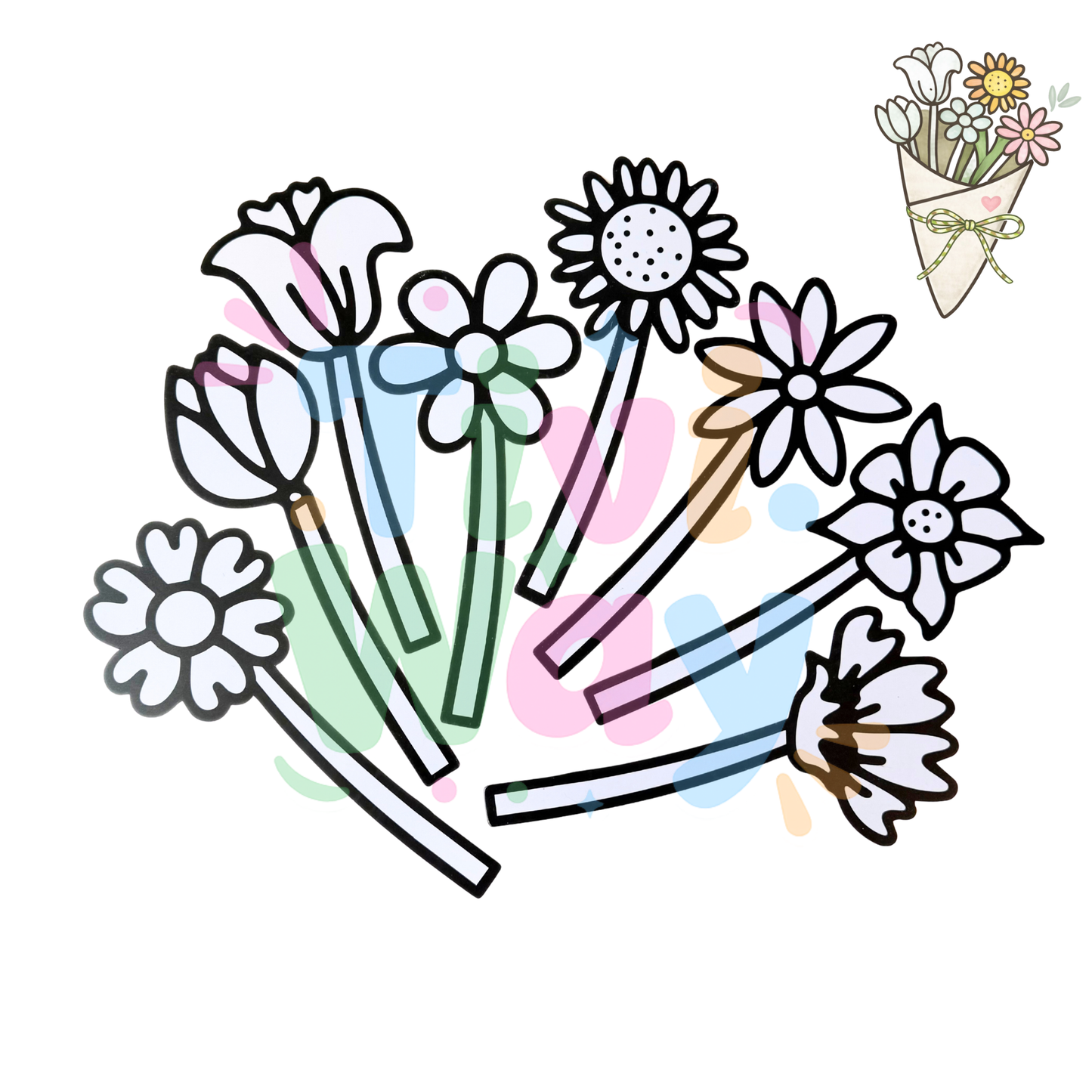 Color Your Way: Flower Edition Cardstock Cut-outs