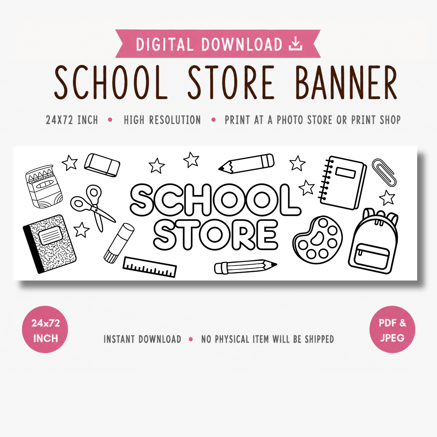 School Store Banner | Pretend Play | Instant Download