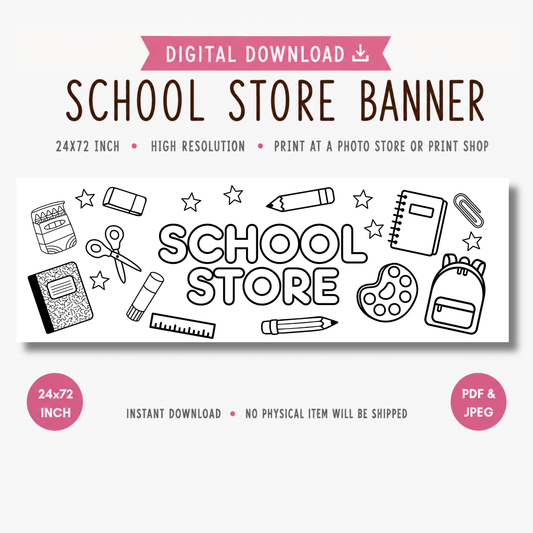 School Store Banner | Pretend Play | Instant Download