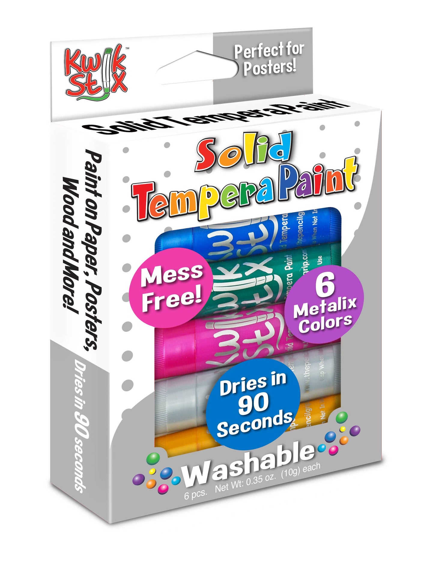 KwikStix Tempera Paint - 6 Metalix Colors