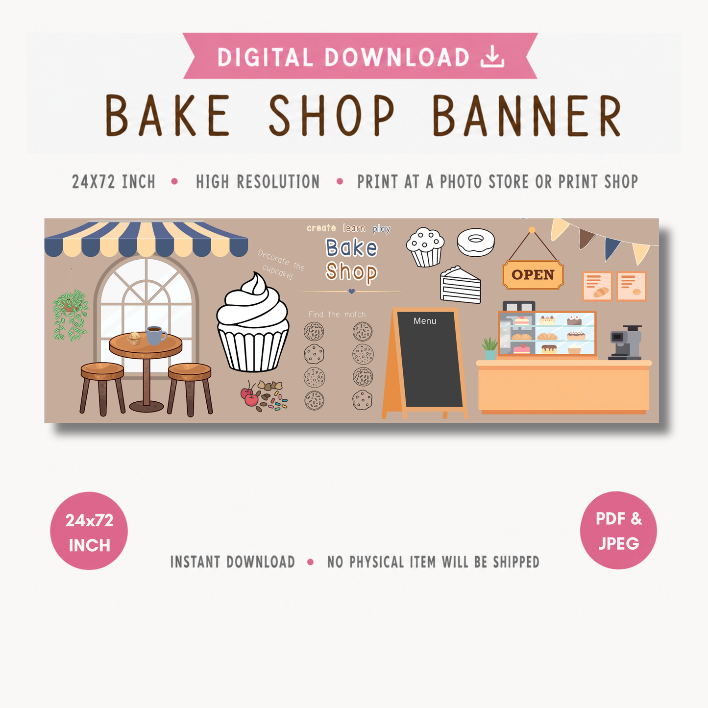 Bake Shop Banner | Pretend Play | Digital Download
