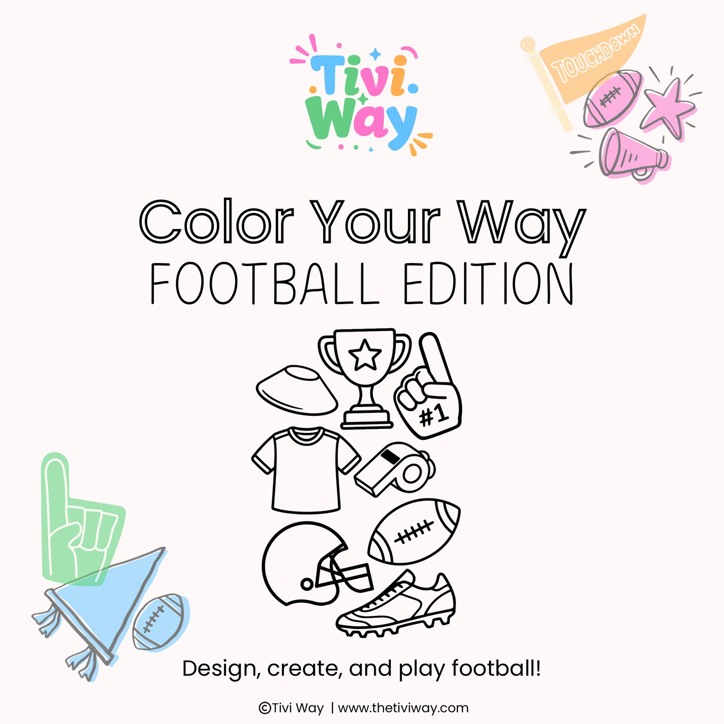 Color Your Way Football Template (PDF ONLY)