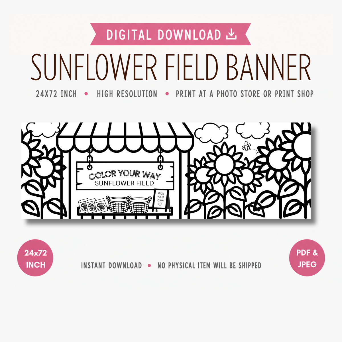 Sunflower Field Banner | Pretend Play | Digital Download