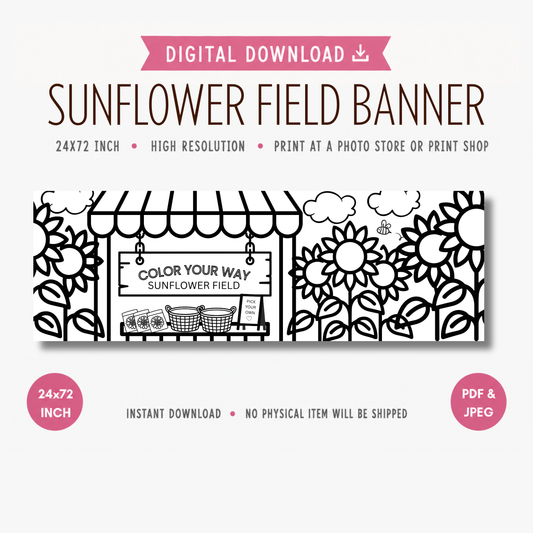 Sunflower Field Banner | Pretend Play | Digital Download
